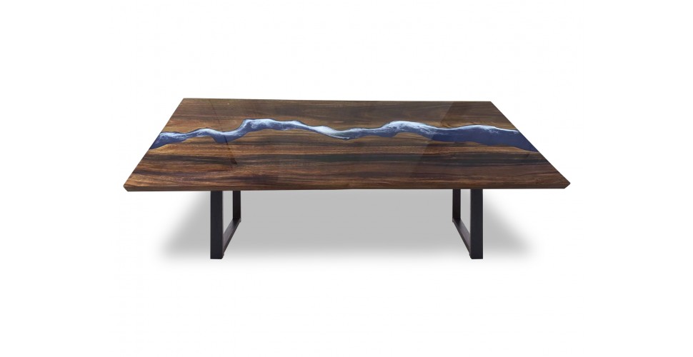 Table basse bois de Suar et resine 122 cm "Ocean"