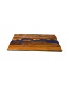 Table basse bois de Suar et riviere de resine bleue 122 cm "Moka"
