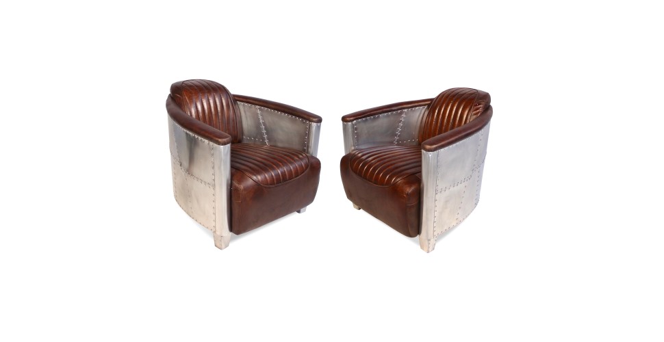 Fauteuil Aviateur "Mermoz" Cuir Marron 