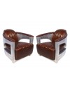 Lot 2 Fauteuils Aviateur "Chuck" Cuir Marron 