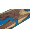 Table en bois de Suar et résine époxy bleu, 250 cm "Bitume"