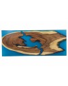 Table en bois de Suar et résine époxy bleu, 250 cm "Bitume"