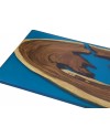 Table en bois de Suar et résine époxy bleu, 250 cm "Bitume"