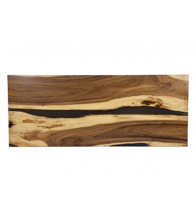 Tisch Suar Holz und geräuchertes Epoxidharz, 250 cm "Onyx" 7