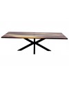 Table en bois de Suar et résine fumée 250 cm, "Cobalt"