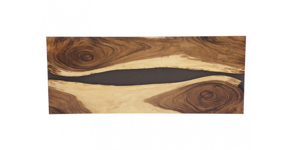 Table en bois de Suar et résine fumée 250 cm, "Cobalt"