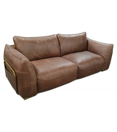 3-Sitzer Designer Sofa aus braunem patina Leder "Bessie"