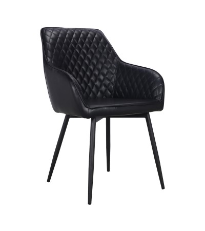4 x chaises cuir noir Bycast style vintage "Nottingham"