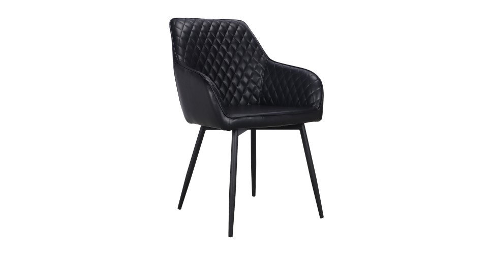 4 x chaises cuir noir Bycast style vintage "Nottingham"