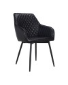 4 x chaises cuir noir Bycast style vintage "Nottingham"
