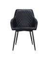 4 x chaises cuir noir Bycast style vintage "Nottingham"