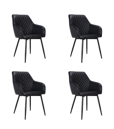 4 x Stühle schwarzes Leder Bycast Vintage-Stil "Nottingham"
