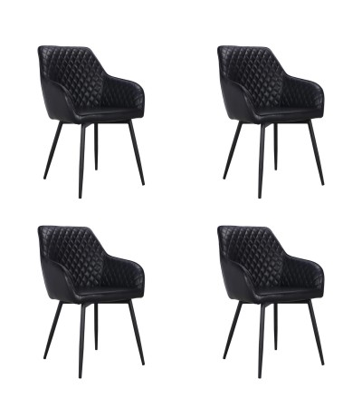 6 x Stühle schwarzes Leder Bycast Vintage-Stil 