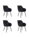 4 x chaises cuir noir Bycast style vintage "Nottingham"