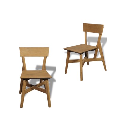 2 x chaises "Sumba" en bois de teck recycle, forme carree