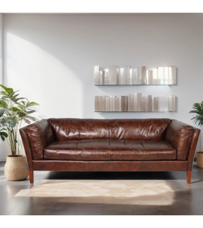 Sofa "Clive" Braun Leder 3 Plätze