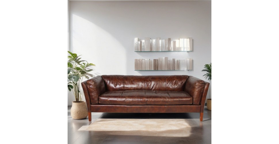 Sofa "Clive" Braun Leder 3 Plätze