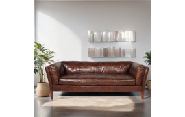 Sofa "Clive" Braun Leder 3 Plätze