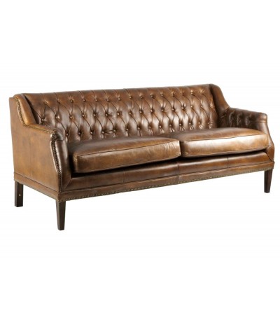 Dreisitzer-Chesterfield-Sofa aus braunem Leder "Lois"