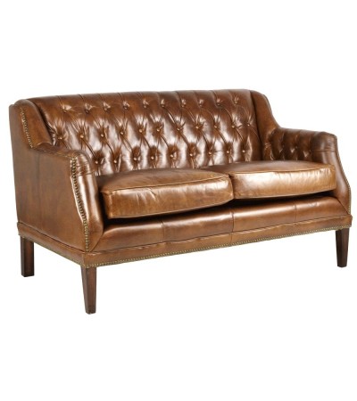 Zweisitzer-Chesterfield-Sofa aus braunem Leder "Lois"