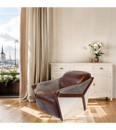 Fauteuil AviateurcCuir marron vintage 