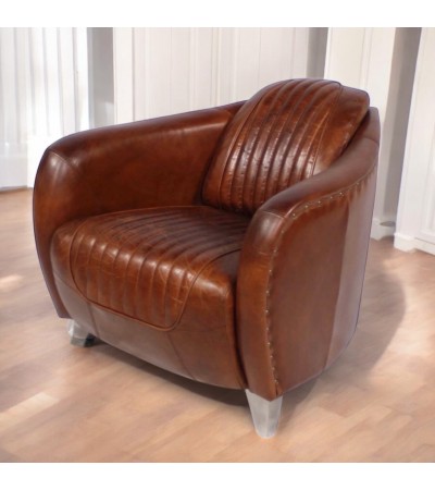 Fauteuil Club Cuir vieilli Marron 