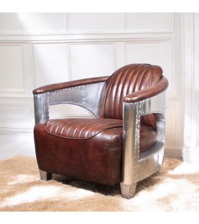 Fauteuil Aviateur Cuir Marron Vintage 