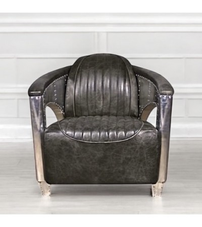Fauteuil Aviateur Cuir gris Vintage 