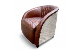 Fauteuil aviateur cuir vintage capitonné - modèle Elisa