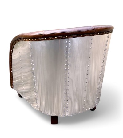 Fauteuil aviateur cuir vintage capitonné - modèle Elisa