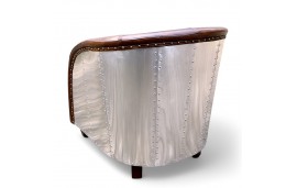 Fauteuil aviateur cuir vintage capitonné - modèle Elisa