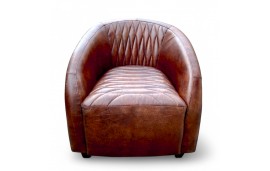 Fauteuil aviateur cuir vintage capitonné - modèle Elisa
