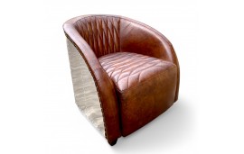 Fauteuil aviateur cuir vintage capitonné - modèle Elisa