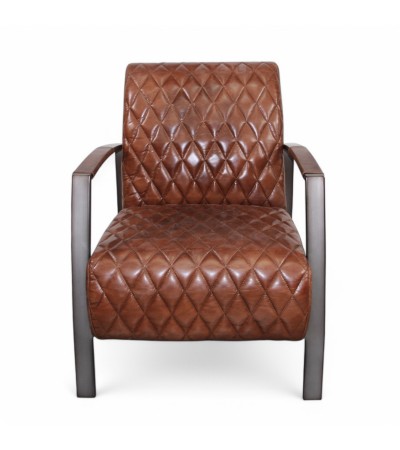 Fauteuil cuir vintage marron métal - modèle Sullivan