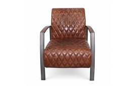 Fauteuil cuir vintage marron métal - modèle Sullivan