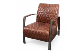 Fauteuil cuir vintage marron métal - modèle Sullivan