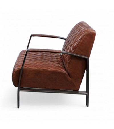 Fauteuil cuir vintage marron métal - modèle Sullivan