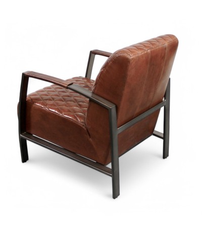 Fauteuil cuir vintage marron métal - modèle Sullivan
