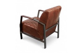 Fauteuil cuir vintage marron métal - modèle Sullivan