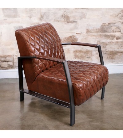 Vintage brauner Leder und Metallsessel - Modell Sullivan