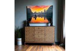 Kommode in Kupfer Metall und Holz Industriedesign "Darjeeling"