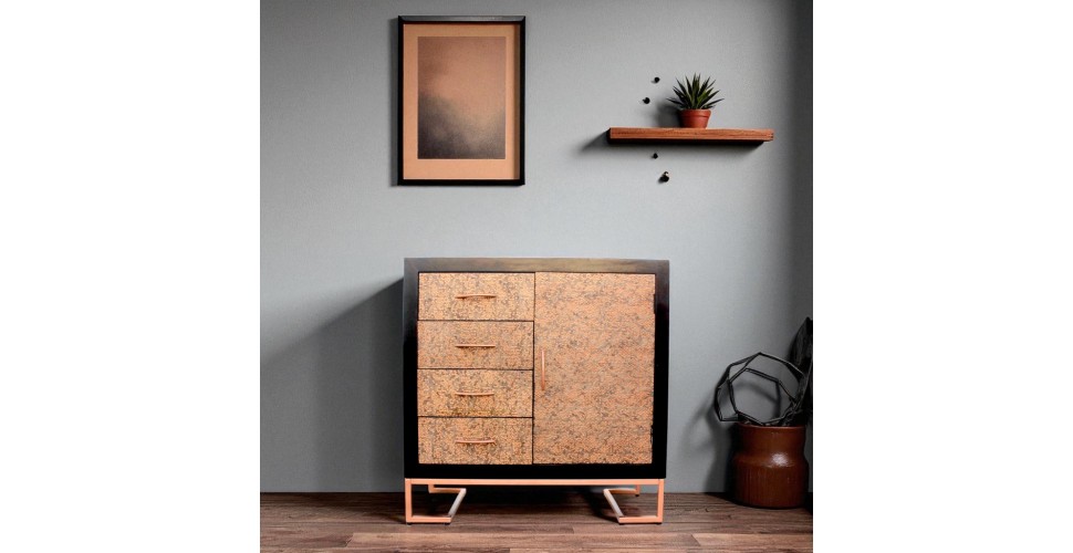 Kommode aus Holz und Metall im Vintage Stil "Jaïpur"