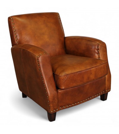 Retro-Sessel aus braun patiniertem Leder "Vito"
