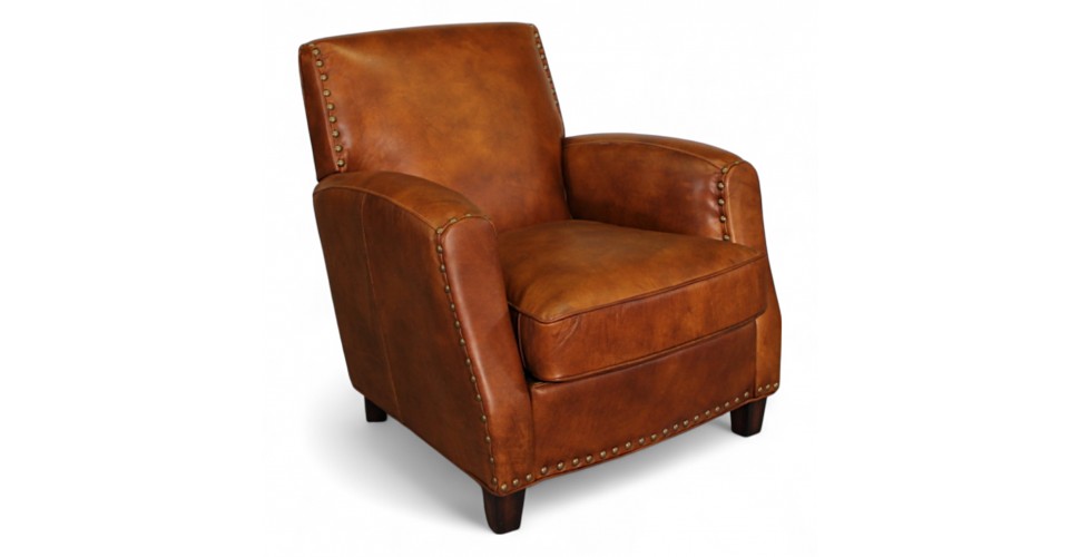 Retro-Sessel aus braun patiniertem Leder "Vito"