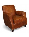 Retro-Sessel aus braun patiniertem Leder "Vito"