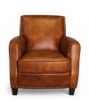 Fauteuil rétro cuir patiné marron "Vito"