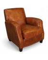 Fauteuil rétro cuir patiné marron "Vito"