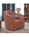 Fauteuil en cuir brun esprit Gatsby "Zoe"
