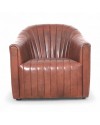 Fauteuil en cuir brun esprit Gatsby "Zoe"