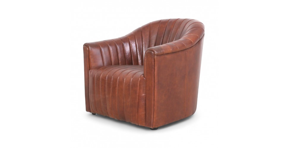 Fauteuil en cuir brun esprit Gatsby "Zoe"